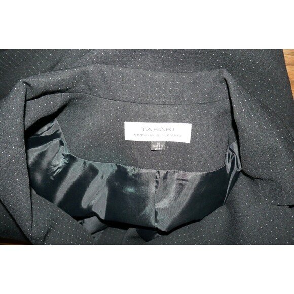 Tahari 2-Piece Black with Micro Dots Jacket Sport Coat Pencil Skirt Suit Size 14 - Picture 8 of 10